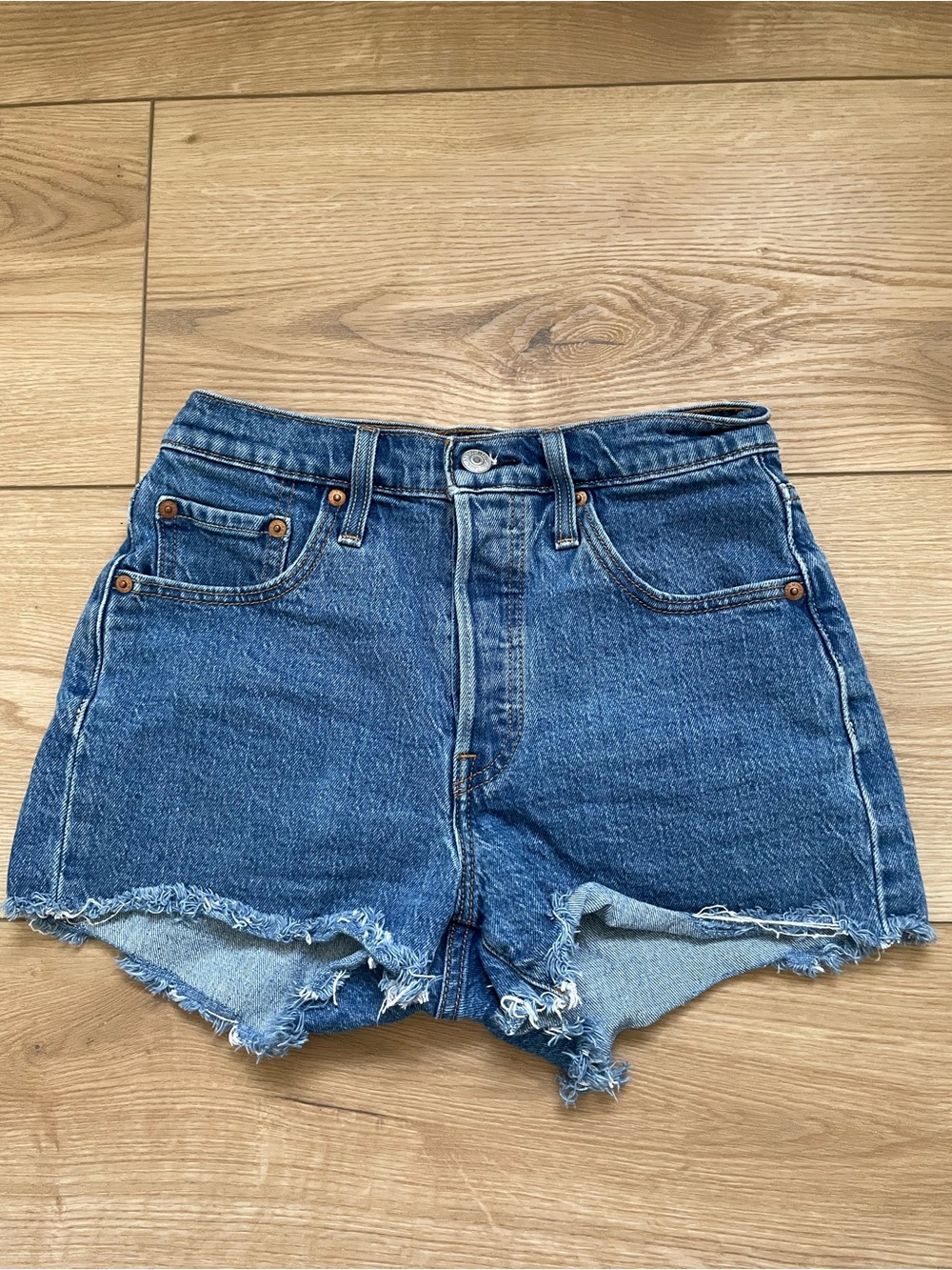 Levi's Blue Raw-Hem Denim Cutoff Shorts - Women's